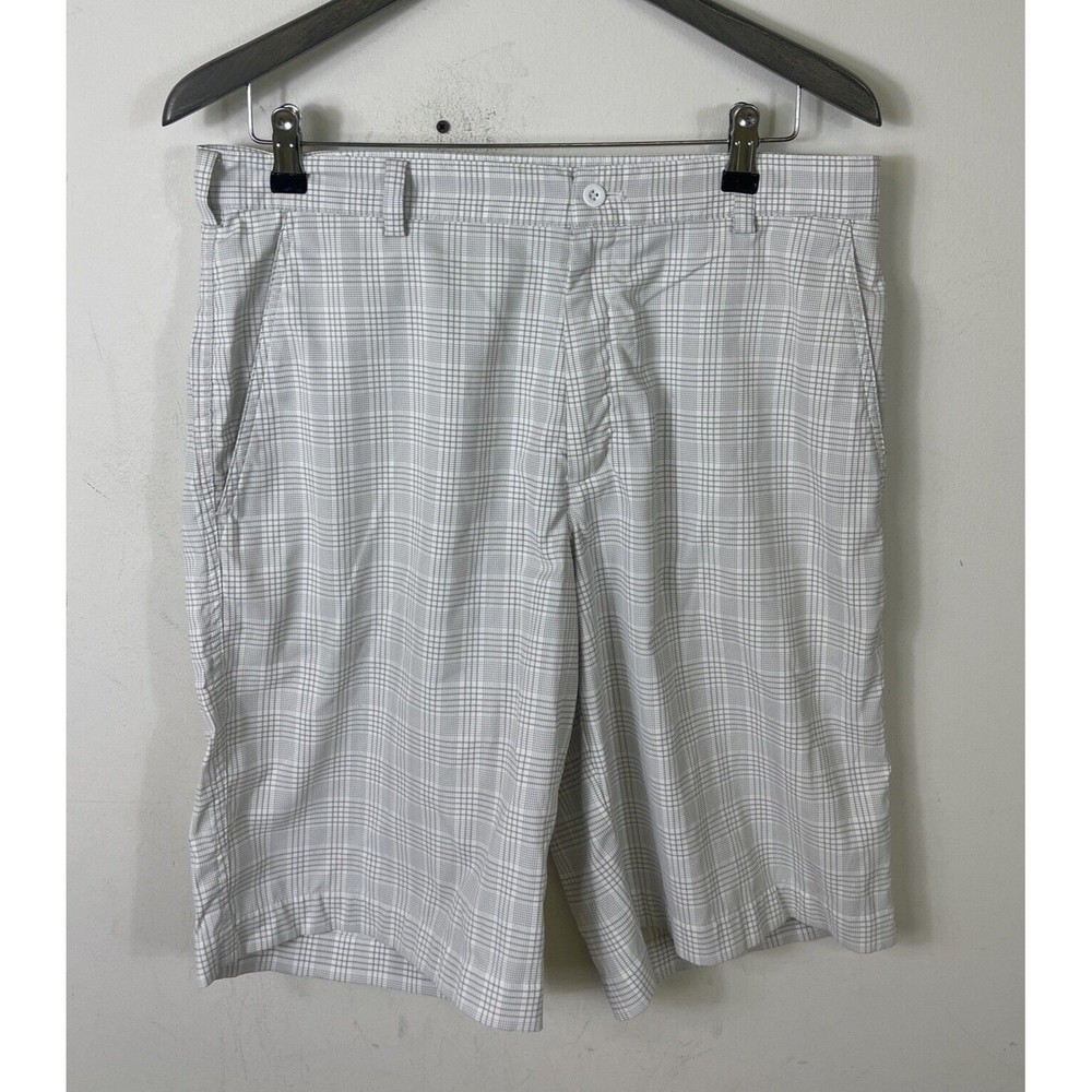 Nike Golf Shorts Mens 32 Medium Check Dri-Fit Golfer Flat Front